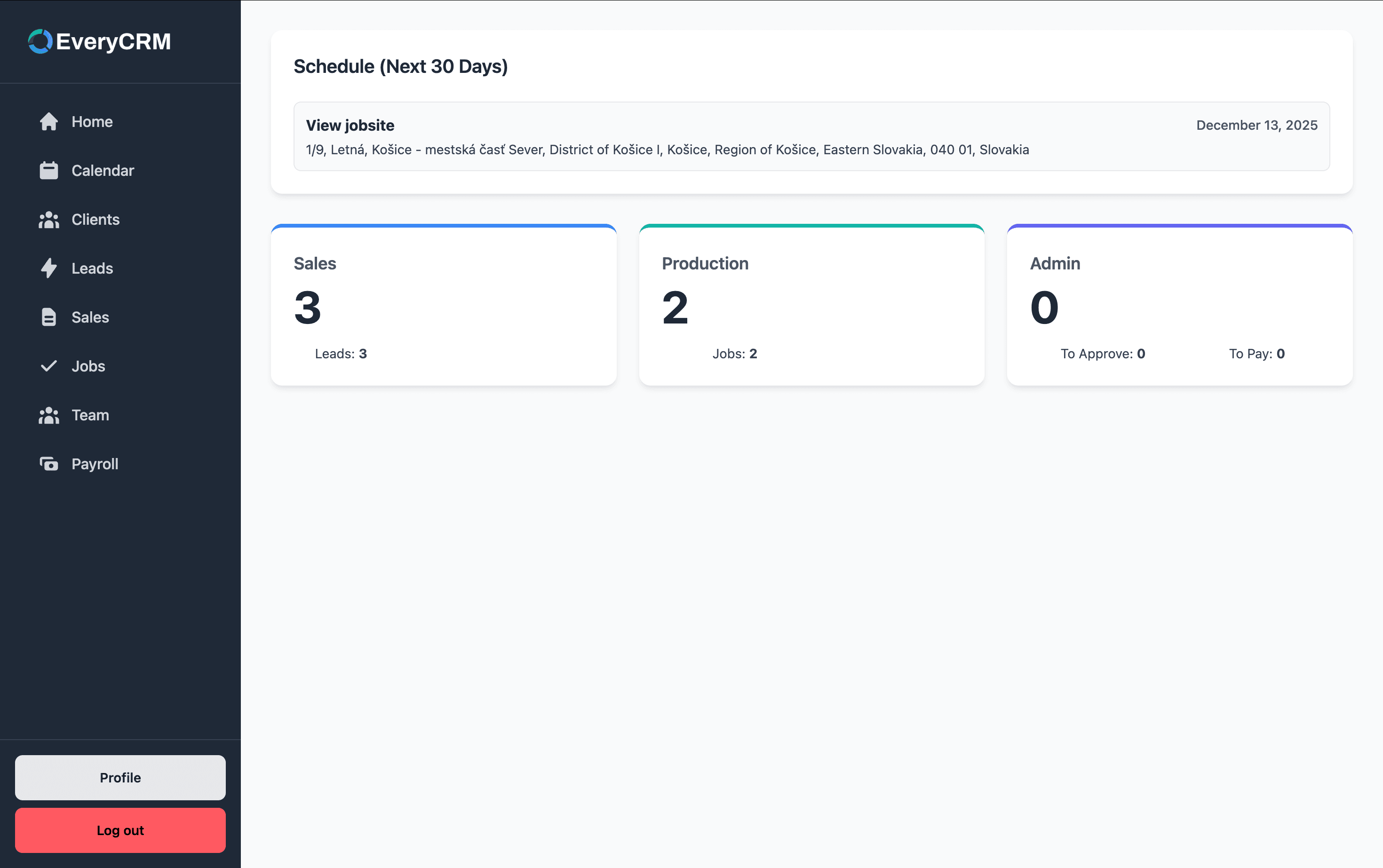 Screenshot of Every CRM