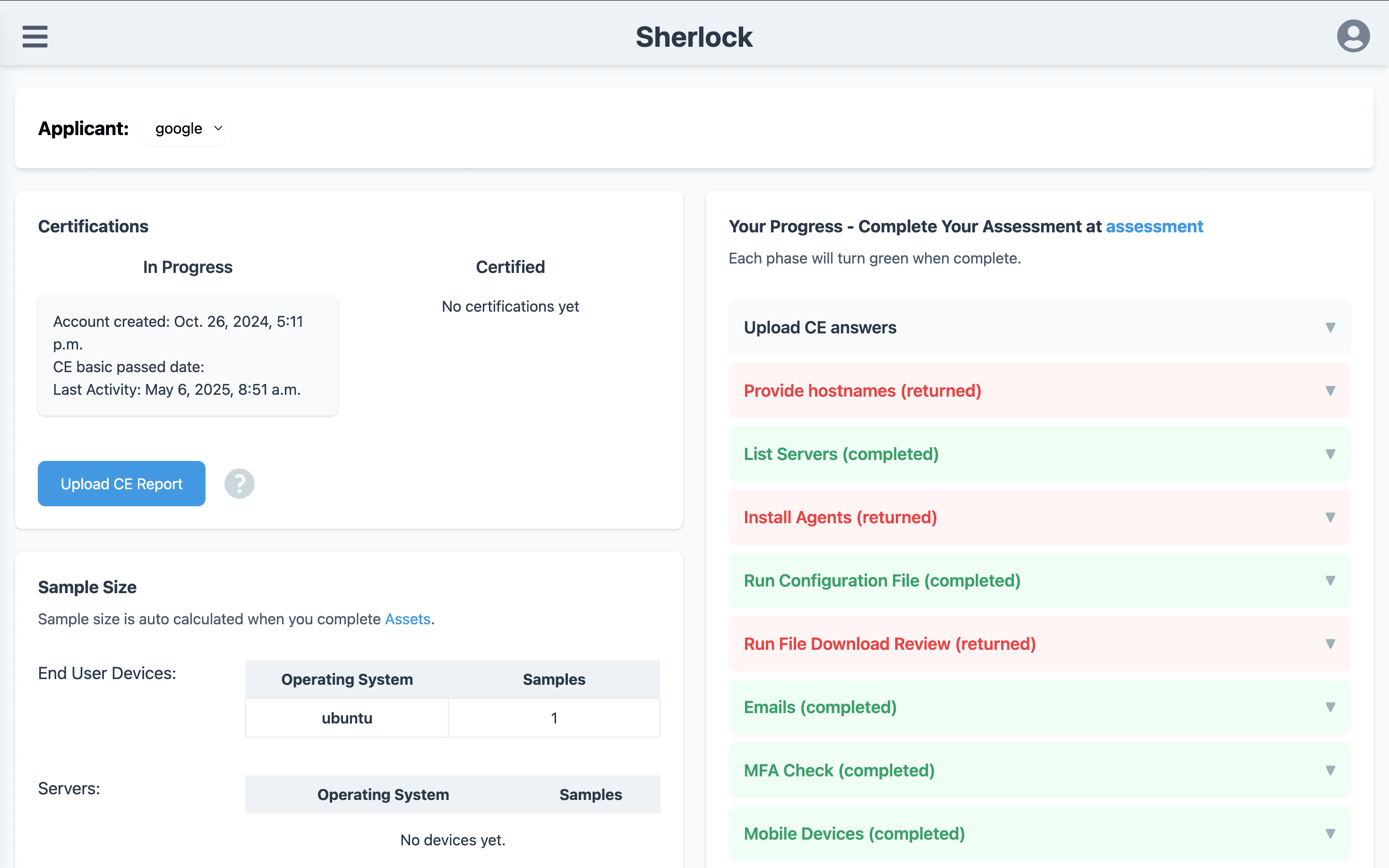 Screenshot of Sherlock